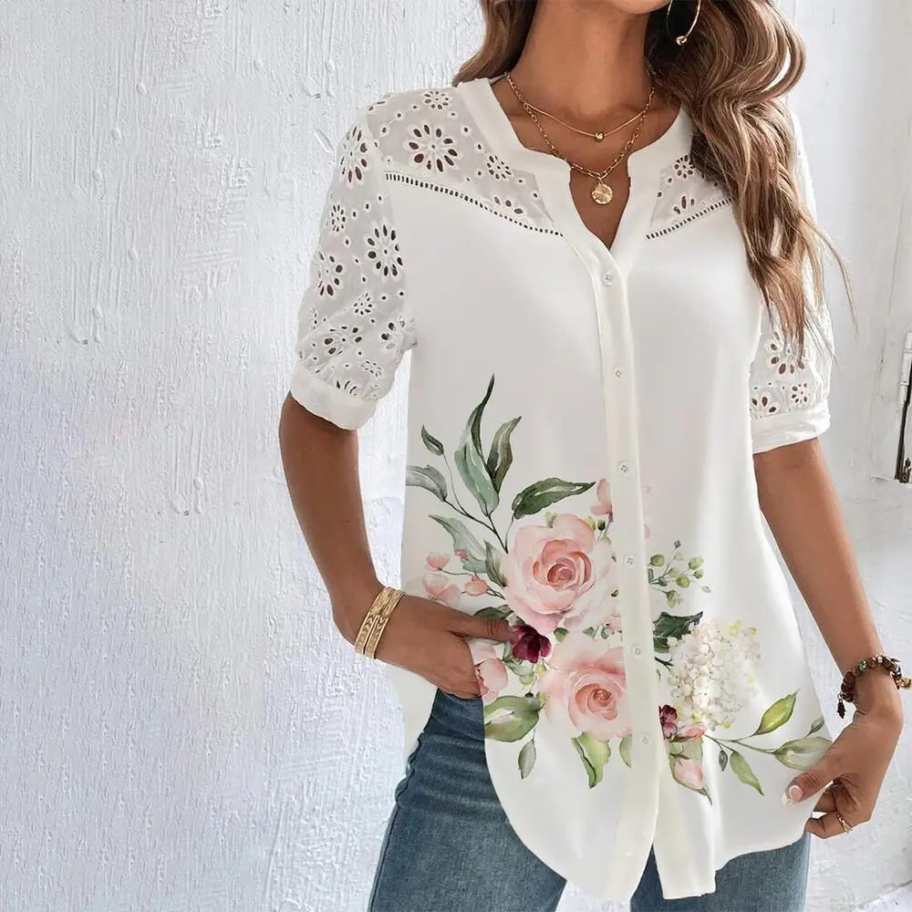 Blusa Feminina Estampada com Laise